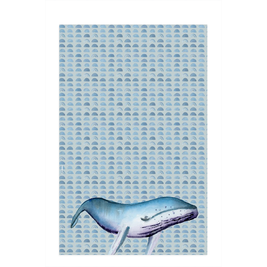 Humpback Whale Dish Towel Blue