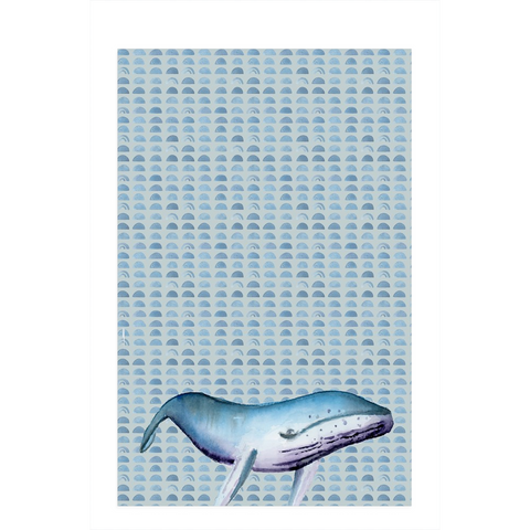Humpback Whale Dish Towel Blue